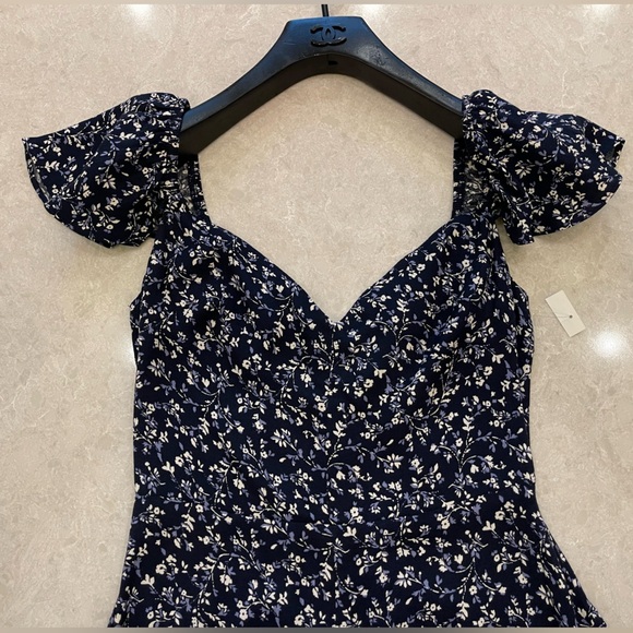 Reformation Baxley Floral Print Midi Dress In Blue Size 0 - Picture 10 of 14